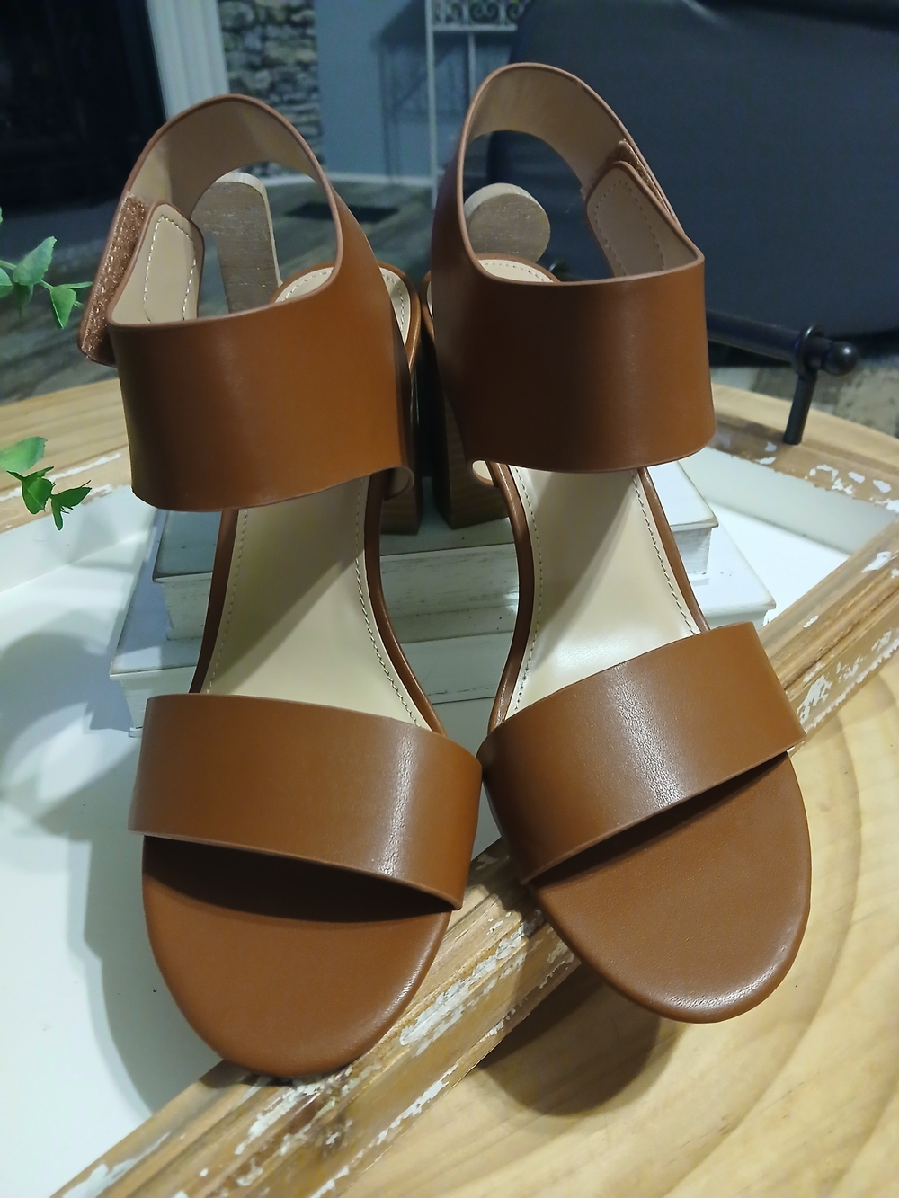 Classic Tan Block Heel Sandals for Women